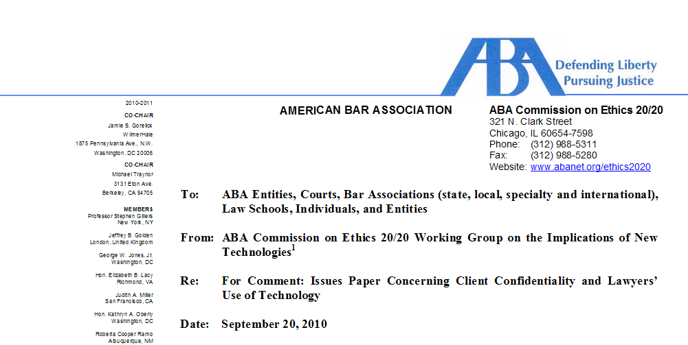 NYCLA-CLE-2010-09-10-American_Bar_Association_Client_Confidentiality_and_Lawyers_Use_Of_Technology