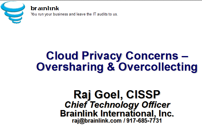 RajGoel-ISC2-Secure_San_Antonio_Dallas_Cloud_Privacy_Concerns_FINAL